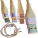 Шнур 3в1 TCOM, штекер USB А - штекер miсro USB + штекер Iphone + штекер USB type C, сетка, 1м, золотистый
