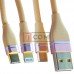 Шнур 3в1 TCOM, штекер USB А - штекер Місго USB + штекер Iphone + штекер USB type C, сітка, 1м, золотистий