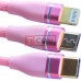 Шнур 3в1 TCOM, штекер USB А - штекер Місго USB + штекер Iphone + штекер USB type C, сітка, 1м, рожевий
