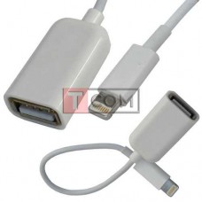 Шнур OTG TCOM, гнездо USB type A - штекер iphone 6, 0.2м Шнур OTG TCOM, гнездо USB type A - штекер iphone 6, 0.2м