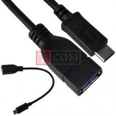 Переходник OTG TCOM, штекер USB 3.1 type C - гнездо USB type A, 0.2м, черный