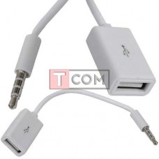 Шнур OTG TCOM, гнездо USB type A - штекер 3.5мм 4С, белый, 0.2м Шнур OTG TCOM, гнездо USB type A - штекер 3.5мм 4С, белый, 0.2м
