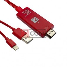 Шнур HDTV 2К TCOM, штекер iPhone linghting - штекер HDMI + штекер USB, 2м+1.2м, в коробке