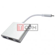 Переходник TCOM, штекер USB Type C 3.1 - гнездо USB Type C 3.1 + гнездо HDMI + гнездо USB 3.0