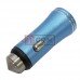 Автомобильная зарядка TCOM, 2 USB 1A+2.1А, металлическая, синяя, в блистере