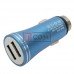Автомобильная зарядка TCOM, 2 USB 1A+2.1А, металлическая, синяя, в блистере
