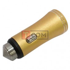 Автомобильная зарядка TCOM, 2 USB 1A+2.1А, металлическая, золотистая, в блистере