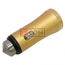 Автомобильная зарядка TCOM, 2 USB 1A+2.1А, металлическая, золотистая, в блистере