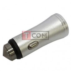 Автомобільна зарядка TCOM, 2 USB 1A + 2.1А, металева, срібляста, в блістері