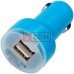 Автомобільна зарядка 2хUSB, 1A+2.1А, блакитна