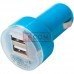 Автомобільна зарядка 2хUSB, 1A+2.1А, блакитна