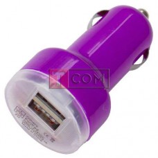 Автомобильная зарядка 2хUSB, 1A+2,1А, фиолетовая