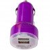 Автомобильная зарядка 2хUSB, 1A+2,1А, фиолетовая