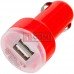 Автомобільна зарядка 2хUSB, 1A+2.1А, червона