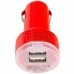 Автомобільна зарядка 2хUSB, 1A+2.1А, червона