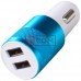 Автомобільна зарядка 2хUSB, 1A+2.1А, корпус металевий, синя