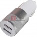 Автомобильная зарядка 2хUSB, 1A+2,1А, корпус металлический, серебрянная