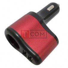 Автомобільна зарядка TCOM, гніздо прикурювача + 2 USB 3.1а, кольорова