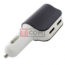 Автомобильная зарядка TCOM, гнездо прикуривателя + 2 гнезда USB 2.1А+1A, чёрная