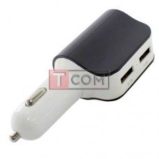Автомобільна зарядка TCOM, гніздо прикурювача + 2 гнізда USB 2.1А + 1A, чорна