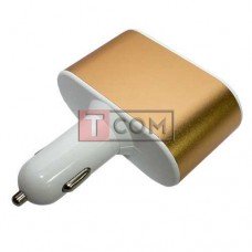 Автомобільна зарядка TCOM, 2 гнізда прикурювача + 2 USB 2.1А, золотиста