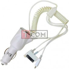 Автозарядка TCOM, штекер прикуривателя - штекер iPhone4, штекер iPhone5, штекер micro USB с кабелем