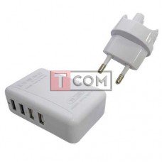 Сетевая зарядка TCOM на 4 USВ, AC 220V/ DC 5V 6A, белая