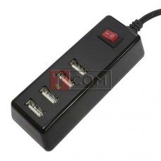 Сетевая зарядка TCOM на 4 USВ, AC 220V/ DC 5V 4.2A, c кабелем 1.5м, чёрная