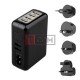 Сетевая зарядка TCOM на 4 USВ с адаптерами EU/US/UK/AU, AC 220V/ DC 5V 2.1A, чёрная