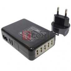 Мережева зарядка TCOM на 5 USВ, AC 220V / DC 5V 4.1A, чорна