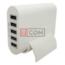 Сетевая зарядка TCOM на 5 USВ, AC 220V/ DC 5V 10A, TCOM, подставка, c кабелем 1м