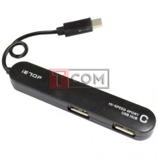 USB-Hub Type-C на 4 порти iETOP, USB2.0, чорний