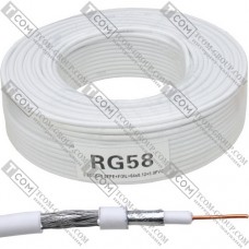 Кабель RG-58U (0.8CCS+3.0FPE+Al foil+64x0.12CCA) диам.-5мм, белый, 100м
