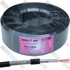 Кабель RG-58C/U (19x0,18Cu/64x0,12TCu), диам.-5мм, чёрный, 100м