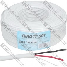 Кабель сигнальный 2x0,22 ССА без экрана EUROSAT белый, 100м
