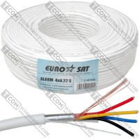 Кабель сигнальный EUROSAT 7x0.22, Cu, в экране, белый, 100м