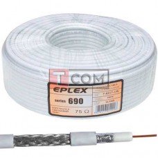 Кабель коаксиальный RG-6 (F690BV) EPLEX, одножильный, CCS, 96%, белый, 100м