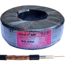 Кабель RG-59 (0,5Cu+3,1PE+Al+64x0,12CCA), диам.-4,8мм, чёрный, 100м