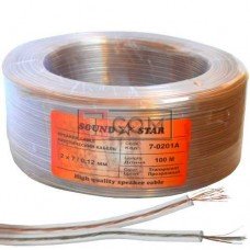 Кабель акуст. 2х7\0,12мм (0,08мм.кв), диам-1,6x3,2мм, прозр., 100м