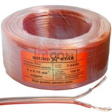 Кабель акустический Sound Star, Cu, 2х0,16мм², прозрачно-розовый, 100м