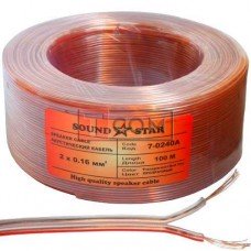 Кабель акустический Sound Star, CCA, 2х0,16мм², прозрачно-розовый, 100м