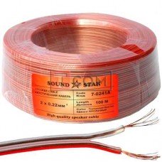 Кабель акустический Sound Star, CCA, 2х0.22мм², прозрачный, 100м