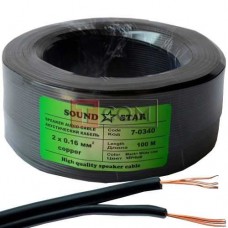 Кабель питания Sound Star, Cu, 2х0,16мм², чёрный, 100м