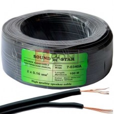 Кабель питания Sound Star, CCA, 2х0,16мм², чёрный, 100м