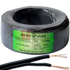 Кабель питания Sound Star, CCA, 2х0,16мм², чёрный, 100м