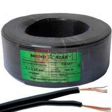 Кабель питания Sound Star, Cu, 2х0.22мм², чёрный, 100м