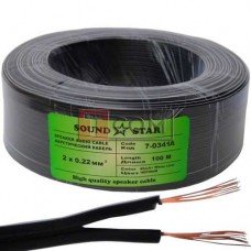 Кабель питания Sound Star, CCA, 2х0.22мм², чёрный, 100м