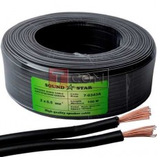 Кабель питания Sound Star, CCA, 2х0.50мм², чёрный, 100м