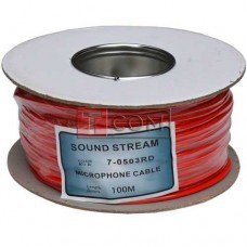 Кабель микрофонный Sound Star 2 жилы, 15×0.12мм, Cu, Ø4мм, красный, на катушке, 100м