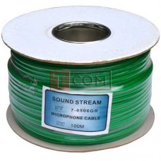 Кабель микрофонный Sound Stream 2 жилы, 25×0.12мм, Cu, Ø6мм, зелёный, на катушке, 100м